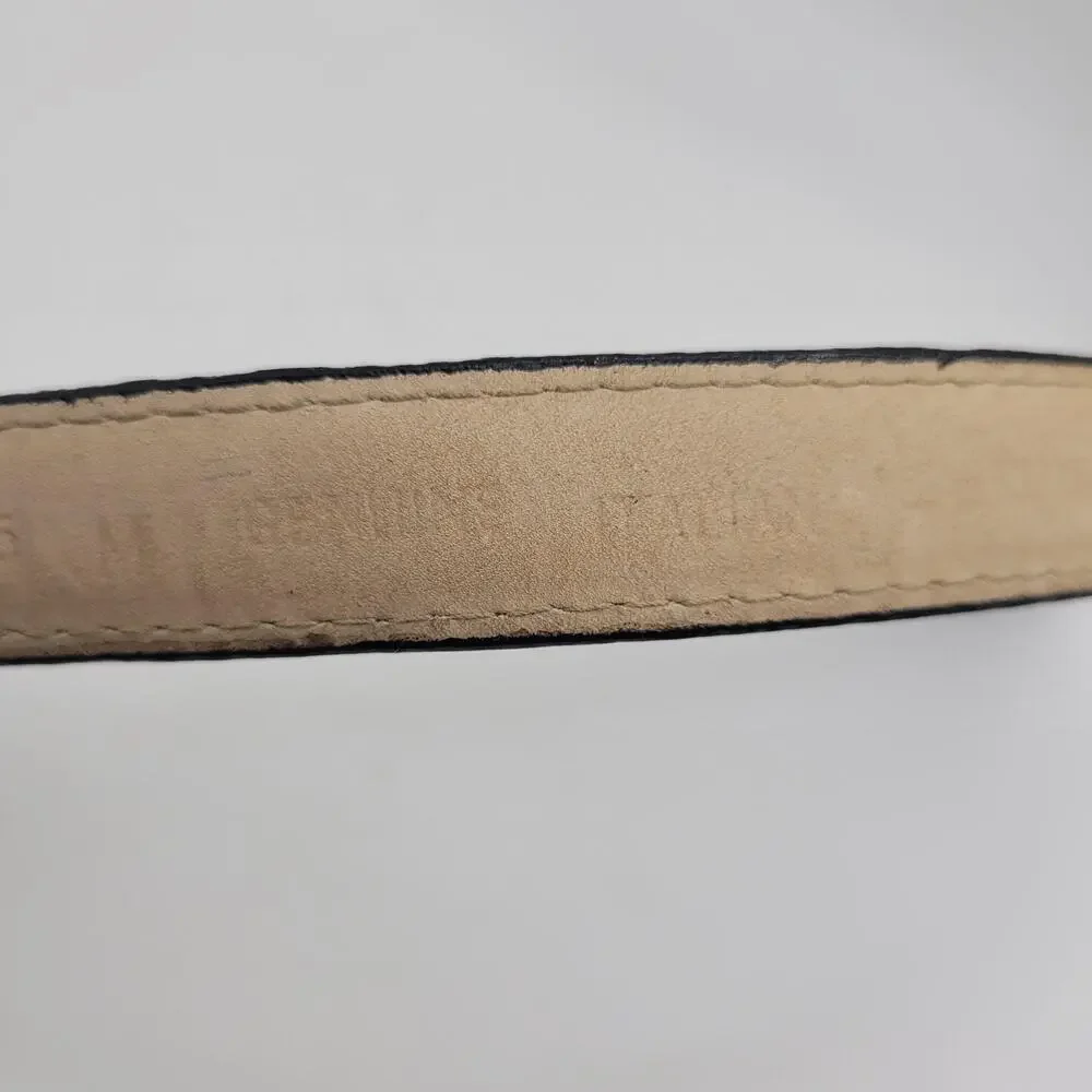 Kenneth Cole Belt Medium Black Leather Croc Embossed Brass Buckle Classic‎ 90s